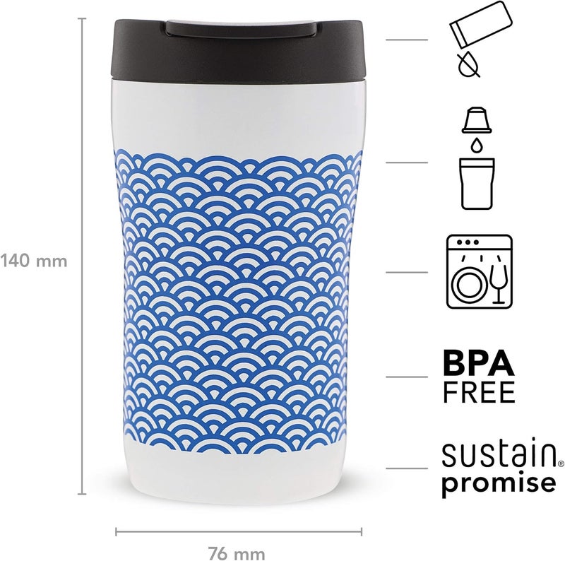 Aladdin Latte Leak-Lock™ Stainless Steel Mug 0.25L with White and Blue Graphics - Image 3