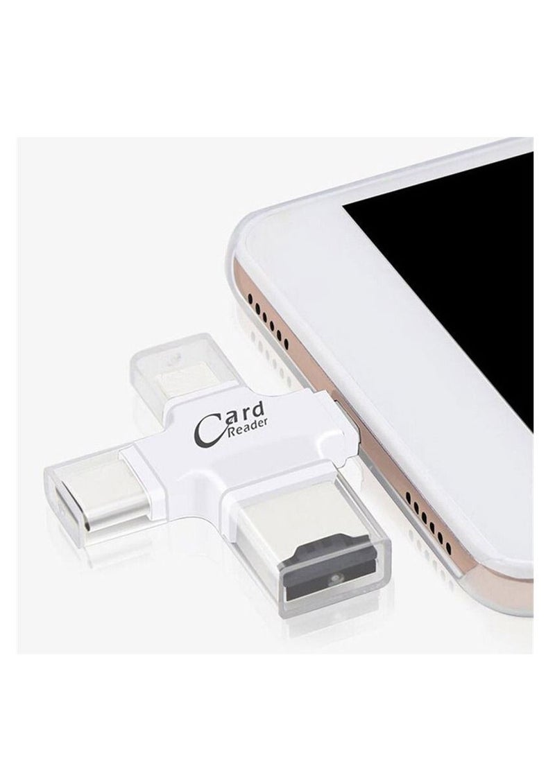 4-In-1 USB OTG TF Micro SD Card Reader Adapter White - Image 2