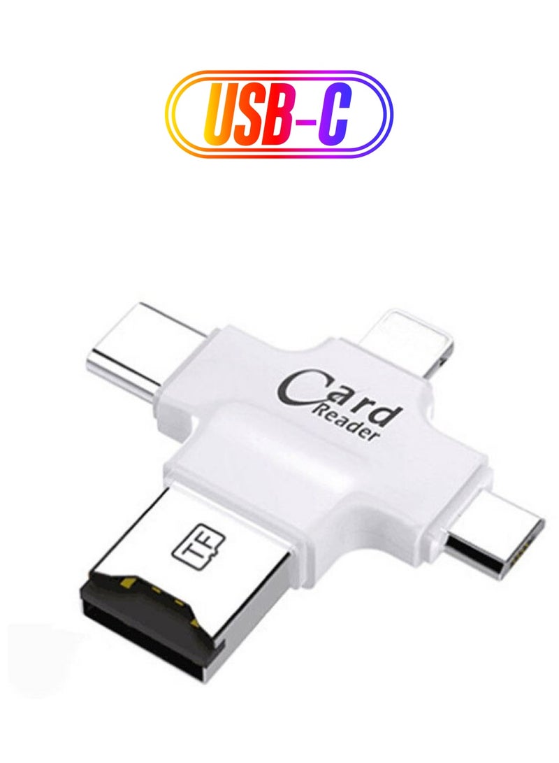 4-In-1 USB OTG TF Micro SD Card Reader Adapter White - Image 1