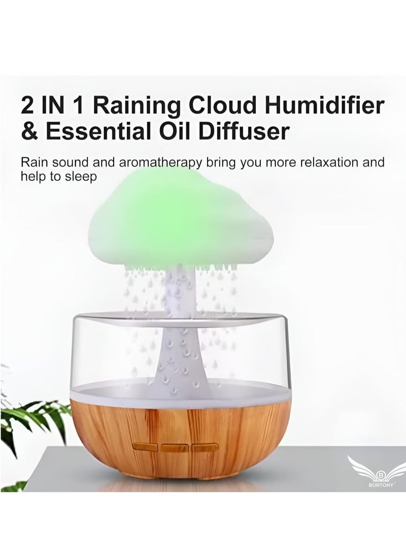 TIGER Raining Cloud Humidifier Aromatherapy Essential Oil Diffuser – Cute Mushroom Humidifier with Waterfall Lamp, Desk Fountain, Bedside Sleeping Relaxing Mood Light  - Image 4