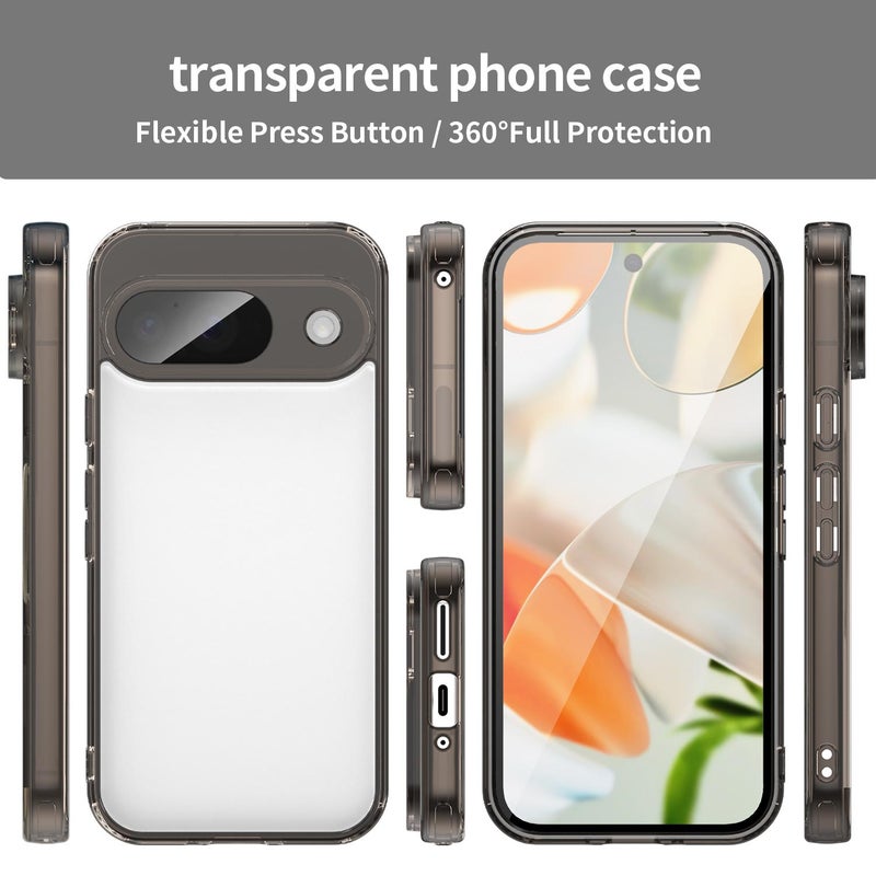 HuHa Protective Cover For Google Pixel 9 PC Hybrid TPU Airbag Shockproof Phone Case(Transparent Black) - Image 2