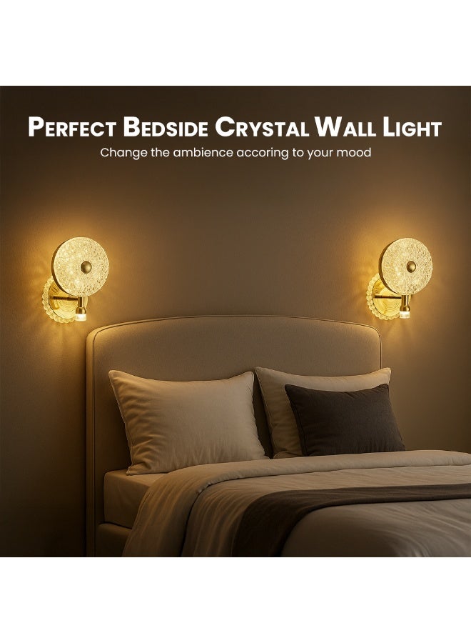 Vmax Royal Finish LED Wall Light – 3 Color Changing (Warm, Cool & Neutral) – Crystal Glass Shade, Elegant Decorative Lamp for Living Room & Bedroom - Image 5