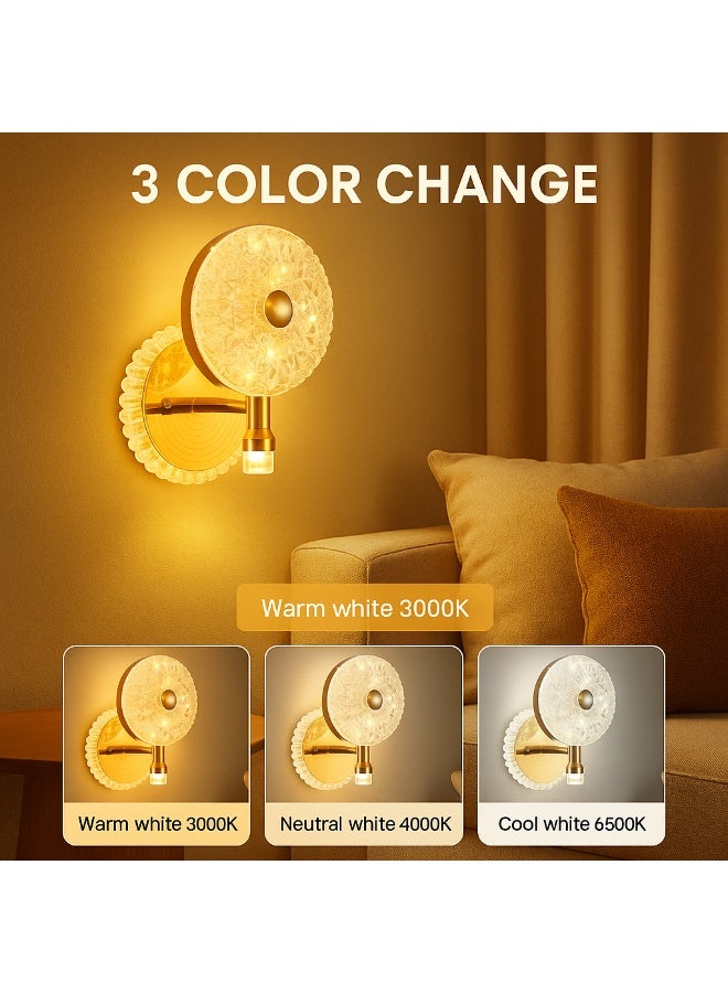 Vmax Royal Finish LED Wall Light – 3 Color Changing (Warm, Cool & Neutral) – Crystal Glass Shade, Elegant Decorative Lamp for Living Room & Bedroom - Image 4