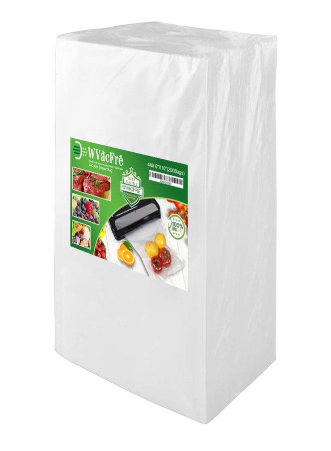 WVacFre 200 Pint Size 6x10Inch 4mil Food Vacuum Sealer Bags with Commercial Grade,BPA Free,Heavy Duty,Great for Food Vac Storage or Sous Vide Cooking - Image 1