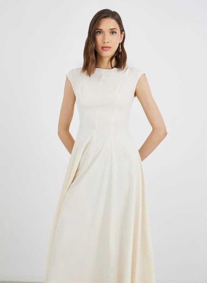Take Two Take Two Solid Handkerchief Hem A-Line Midi Dress
