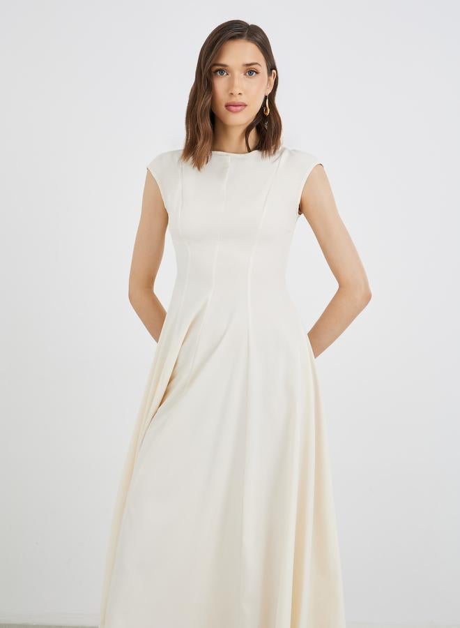 Take Two Solid Handkerchief Hem A-Line Midi Dress - Image 3