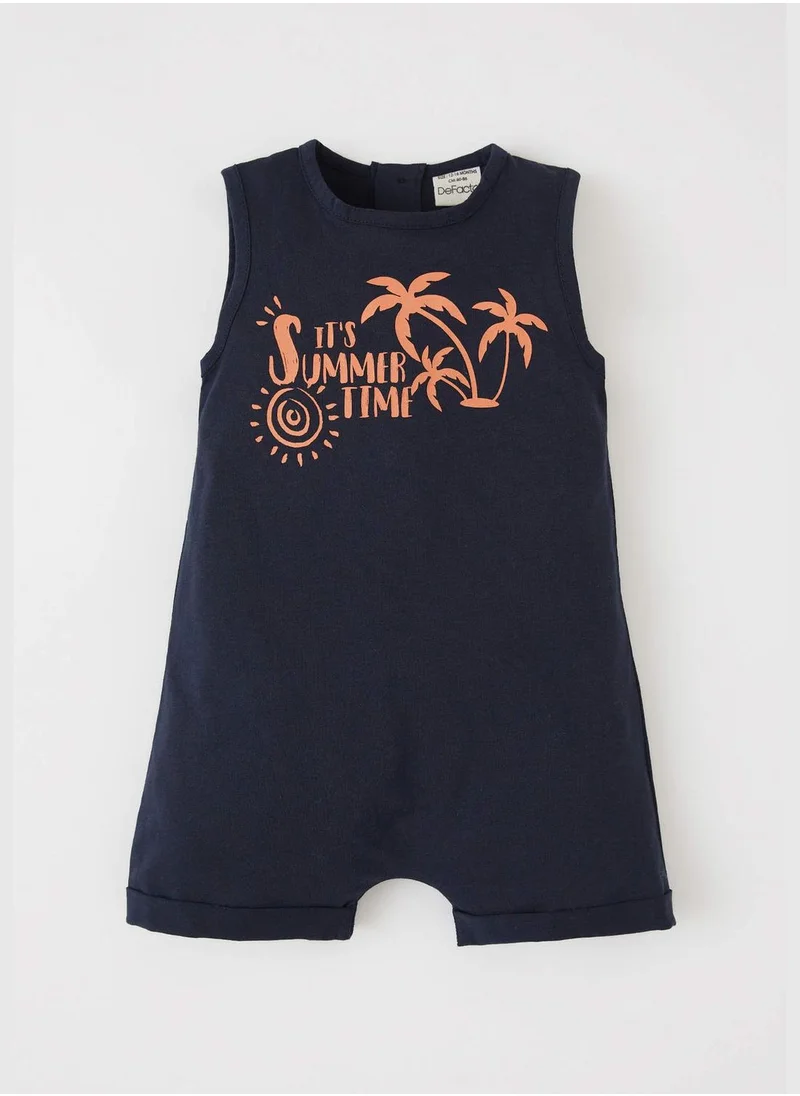 DeFacto Sleeveless Palm Print Newborn Dungarees