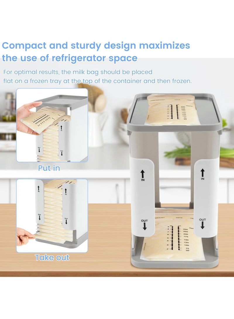 Peachjoy Freeze Organizer for Breast Milk Storage Bags, 1700ml Breast Milk Storage Organizer Breast Milk Storage Tower First in First Out Breastmilk Bag Organizer for Freezing Breastmilk, 8.1 × 6.5 × 4.7 in - Image 2