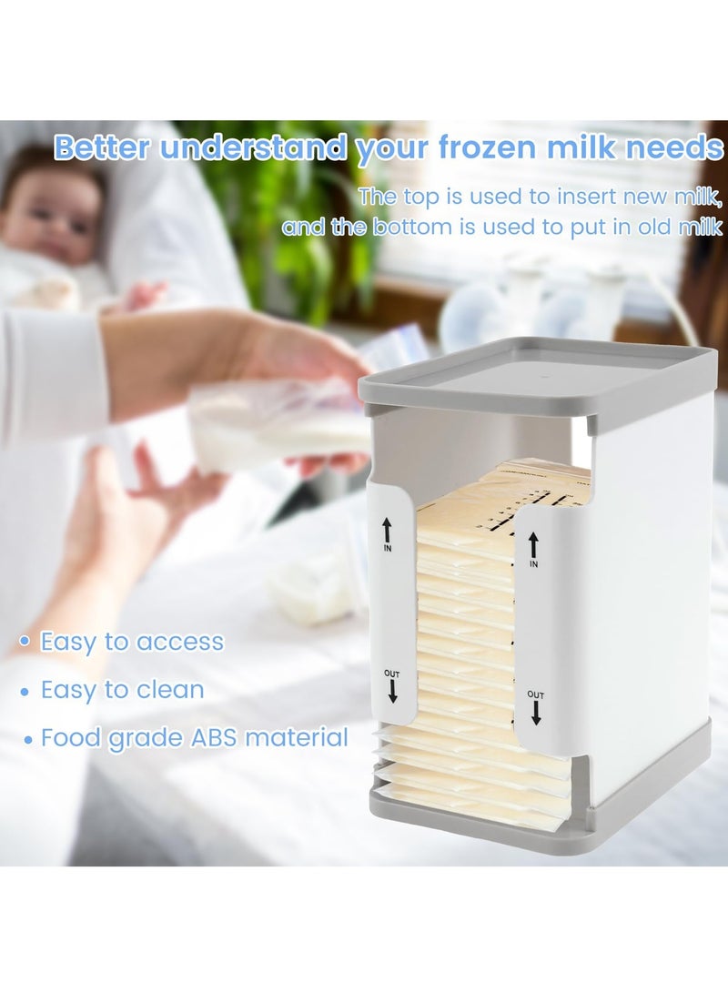 Freeze Organizer for Breast Milk Storage Bags, 1700ml Breast Milk Storage Organizer Breast Milk Storage Tower First in First Out Breastmilk Bag Organizer for Freezing Breastmilk, 8.1 × 6.5 × 4.7 in