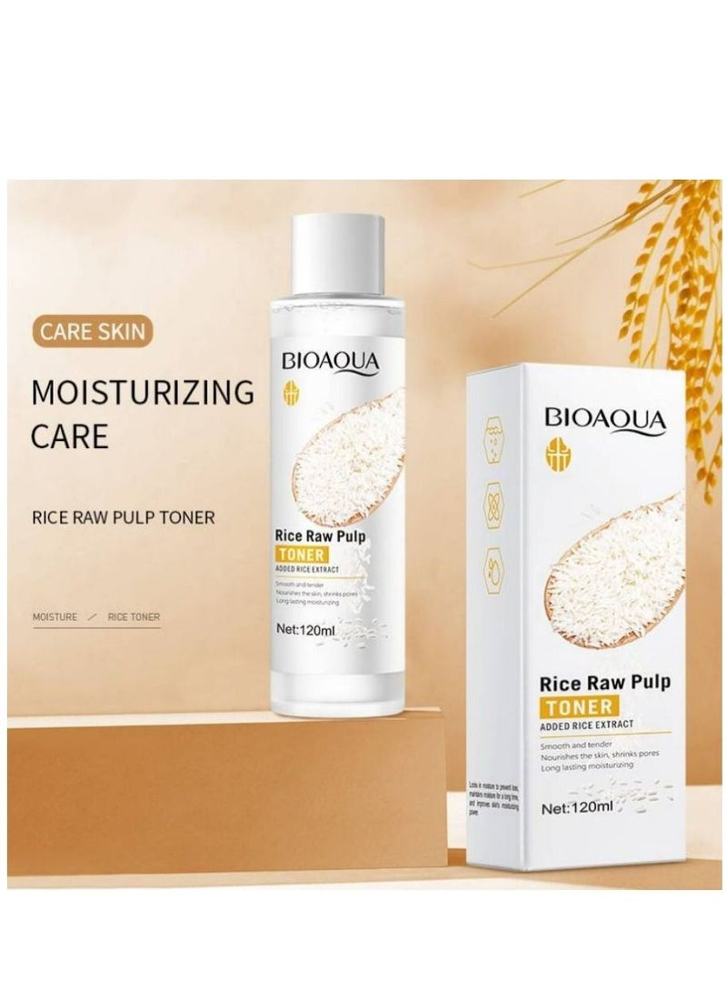 BIOAQUA TONER RICE RAW PULP HYDRATING MOISTURIZING SKIN CARE SOFTENING WATER 120ML - Image 1