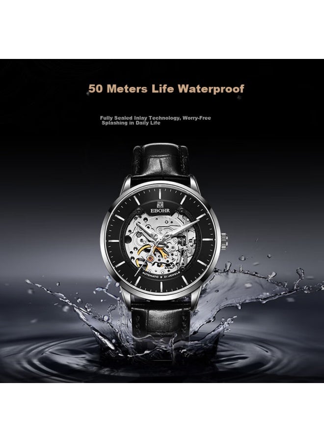 Ebohr Men's Automatic Mechanical Skeleton Watch Luminous Wrisch National Brand New Year Birthday Valentine's Gift - Image 3