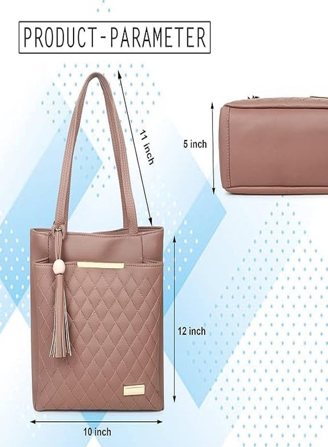 Purse Pulse Women's Fashion Tote Purse, Canvas Handbag with Zip Pocket, 30 cm x 35 cm x 10 cm (Quicksand) - Image 3