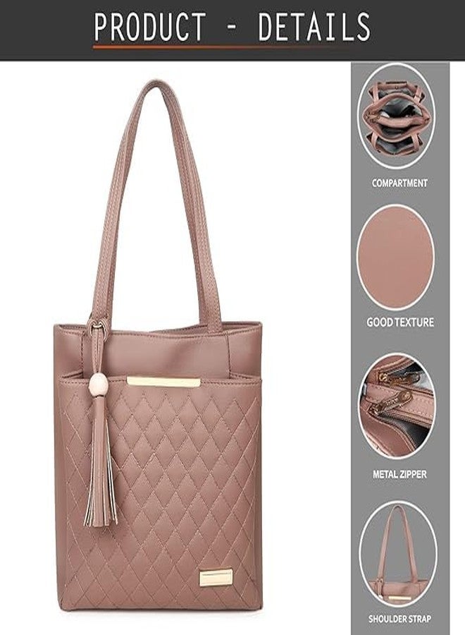 Purse Pulse Women's Fashion Tote Purse, Canvas Handbag with Zip Pocket, 30 cm x 35 cm x 10 cm (Quicksand) - Image 2