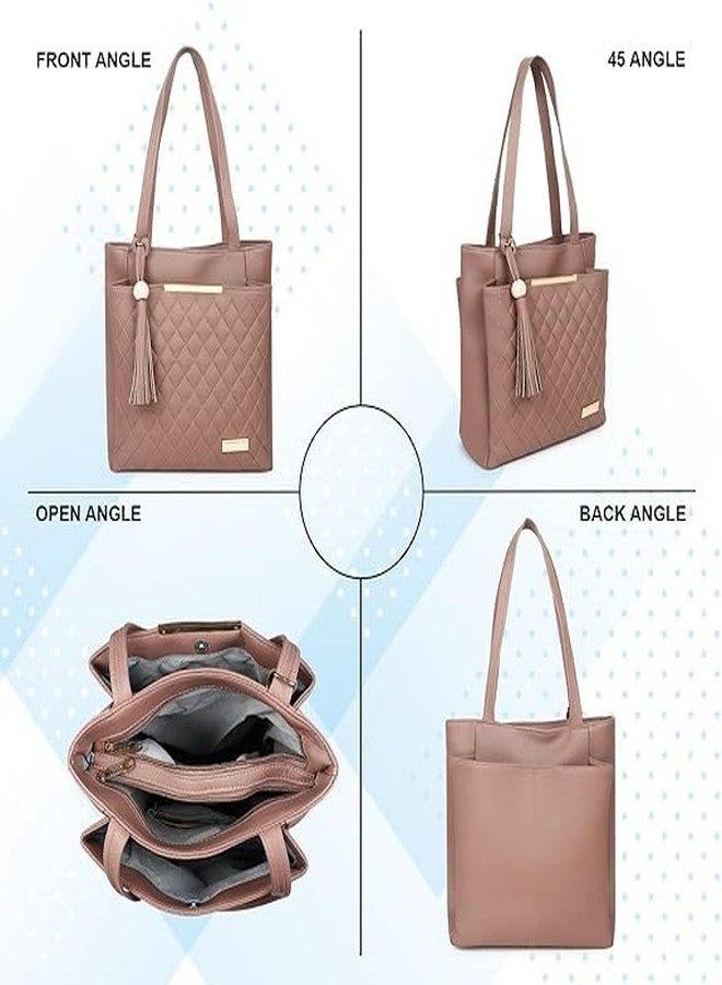 Purse Pulse Women's Fashion Tote Purse, Canvas Handbag with Zip Pocket, 30 cm x 35 cm x 10 cm (Quicksand) - Image 4