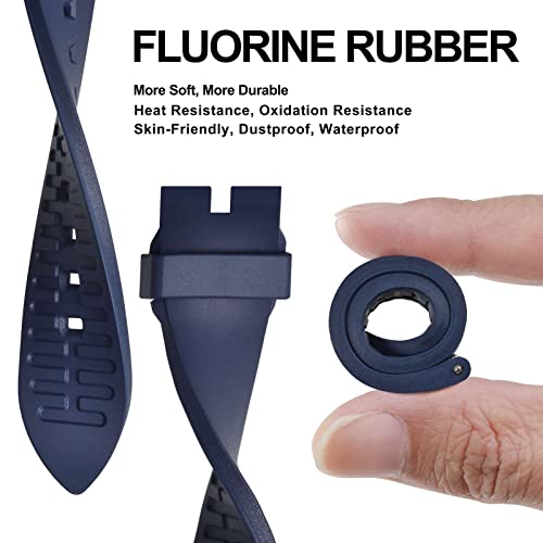 ANNEFIT Premium Silicone Watch Band Quick Release Fluoro Rubber Strap 23mm with Silver Buckle Blue - Image 3