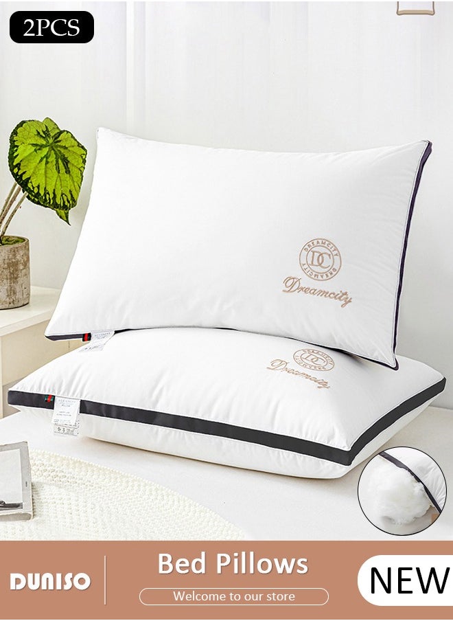 DUNISO - 2PCS Sleeping Pillow Washable Soybean Fiber Neck Support Pillow Bed Pillows with Polyester Fiber Cover, Ergonomic Pillow for Neck Head and Shoulder Pain Relief,Soft and Breathable - Image 1