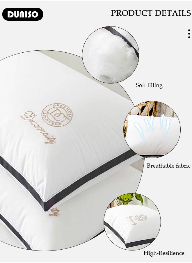 DUNISO - 2PCS Sleeping Pillow Washable Soybean Fiber Neck Support Pillow Bed Pillows with Polyester Fiber Cover, Ergonomic Pillow for Neck Head and Shoulder Pain Relief,Soft and Breathable - Image 1