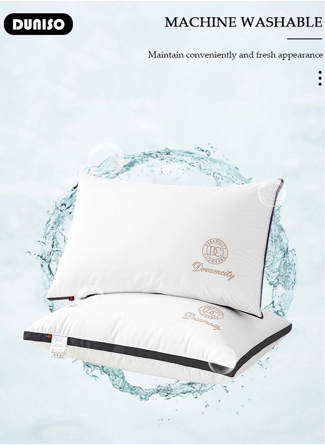 DUNISO - 2PCS Sleeping Pillow Washable Soybean Fiber Neck Support Pillow Bed Pillows with Polyester Fiber Cover, Ergonomic Pillow for Neck Head and Shoulder Pain Relief,Soft and Breathable - Image 1