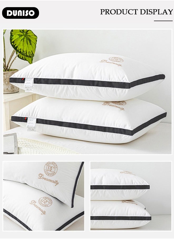 DUNISO - 2PCS Sleeping Pillow Washable Soybean Fiber Neck Support Pillow Bed Pillows with Polyester Fiber Cover, Ergonomic Pillow for Neck Head and Shoulder Pain Relief,Soft and Breathable - Image 1