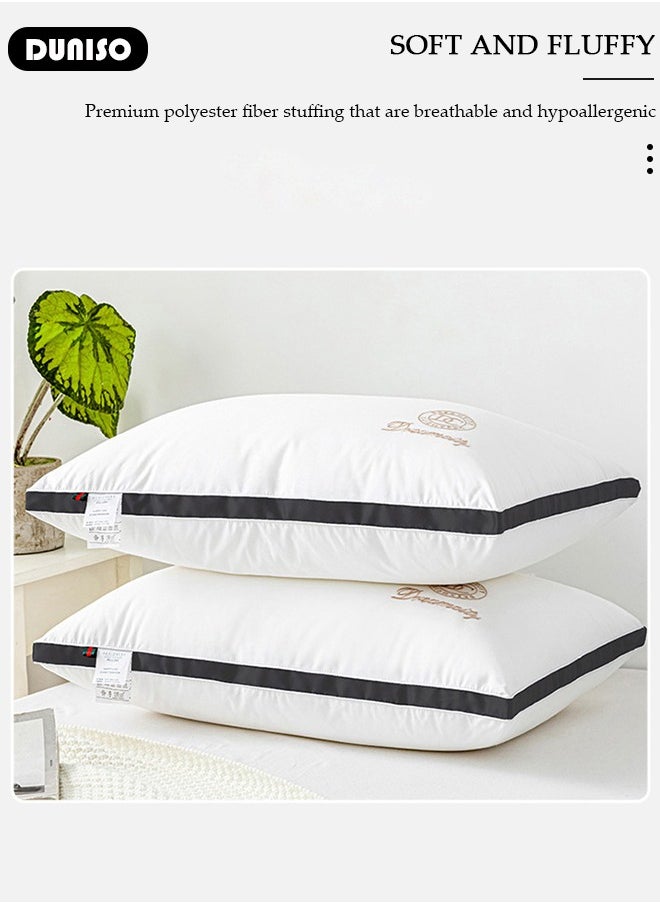 DUNISO - 2PCS Sleeping Pillow Washable Soybean Fiber Neck Support Pillow Bed Pillows with Polyester Fiber Cover, Ergonomic Pillow for Neck Head and Shoulder Pain Relief,Soft and Breathable - Image 1