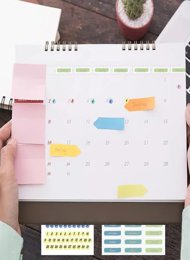 CIEMODA 1224 Pcs Day of The Week Planner Stickers - Foiled Date Dots, Colorful Calendar Stickers Monday to Sunday for Journal Notebooks, 14 Sheets - Image 5