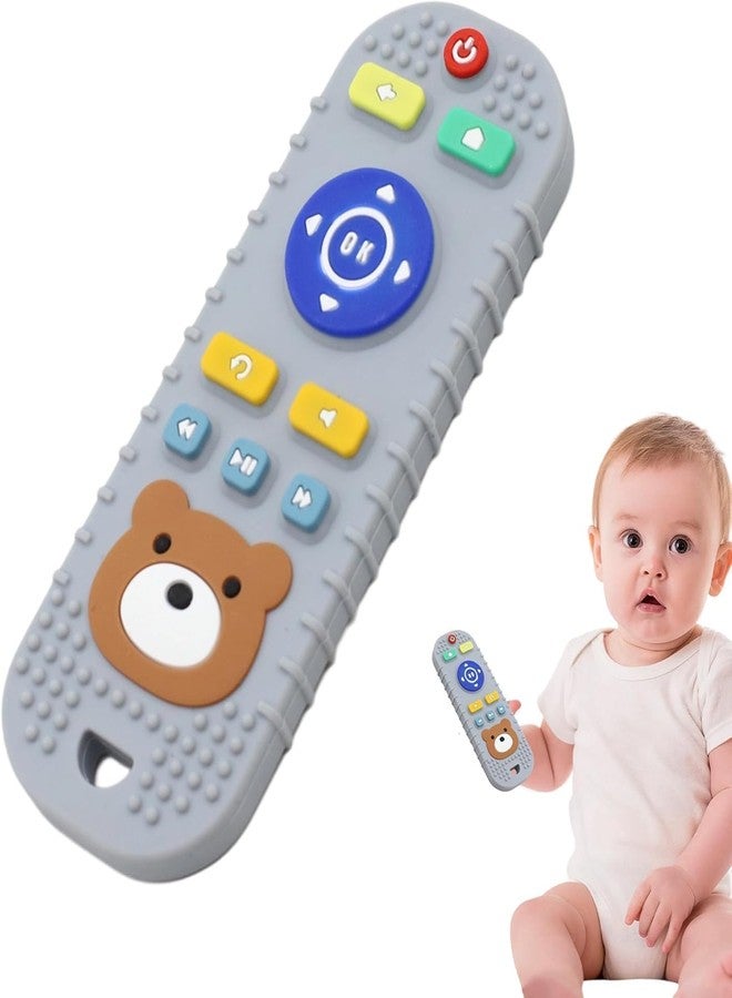 lizepto Baby Toy – 2 in 1 Teether for Infants | Silicone & Neem Wood Teether | BPA Free, Soft, Safe & Non-Toxic Chewing Toy for Babies | Natural Soothing Relief (Remote Blue) - Image 1