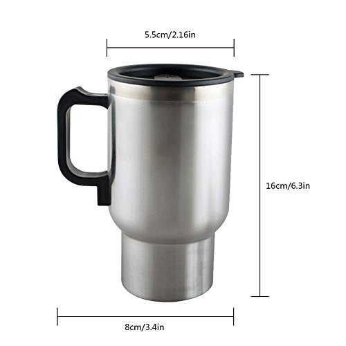 MOSANDON 12V Car Heating Cup Car Heated Mug, 450ml Stainless Steel Travel Electric Coffee Cup 14oz. Insulated Heated Preservation Mug - Image 2