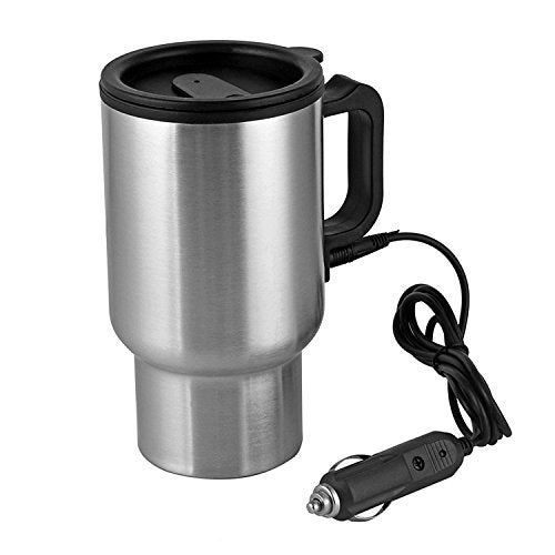 MOSANDON 12V Car Heating Cup Car Heated Mug, 450ml Stainless Steel Travel Electric Coffee Cup 14oz. Insulated Heated Preservation Mug - Image 1