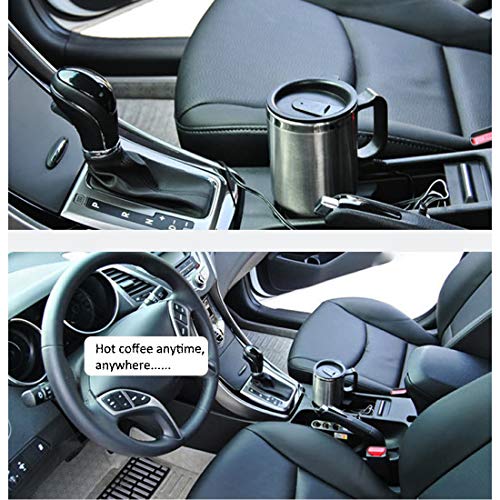 MOSANDON 12V Car Heating Cup Car Heated Mug, 450ml Stainless Steel Travel Electric Coffee Cup 14oz. Insulated Heated Preservation Mug - Image 5