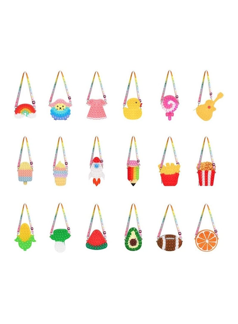 Pop Fidget Toys It Rainbow Shoulder Bag Pop Fidget Toys It Purse Popper Push Bubble Fidget Sensory Stress Release Toys for Kids School Supplies Bag