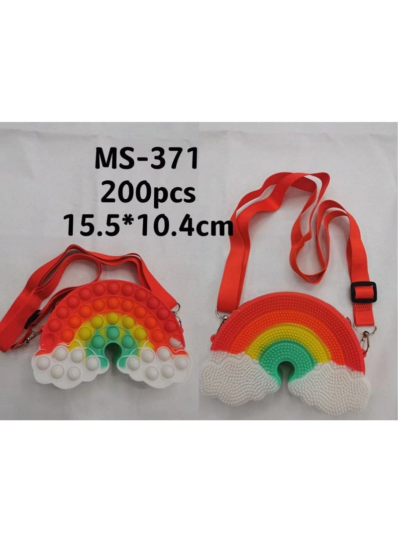 Pop Fidget Toys It Rainbow Shoulder Bag Pop Fidget Toys It Purse Popper Push Bubble Fidget Sensory Stress Release Toys for Kids School Supplies Bag