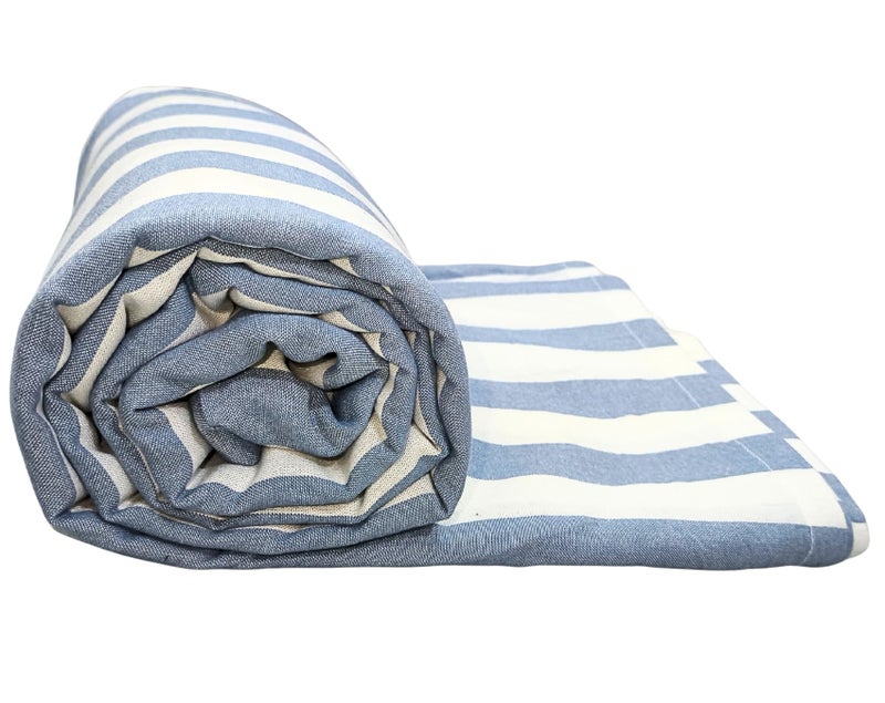 Arvore Bunkaar Ultra Soft Beautiful Bamboo Viscose Chadar | 3X Softer Than Cotton Chadar | Bamboo Cool All Seasons Blanket for Sleep, Travel | Size- 250cm X 150cm (Blue White) - Image 2