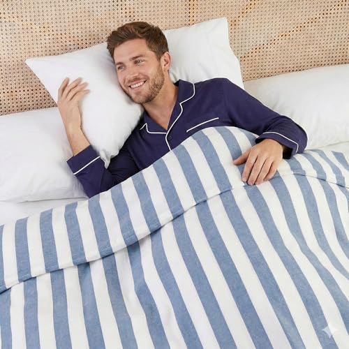 Arvore Bunkaar Ultra Soft Beautiful Bamboo Viscose Chadar | 3X Softer Than Cotton Chadar | Bamboo Cool All Seasons Blanket for Sleep, Travel | Size- 250cm X 150cm (Blue White) - Image 4