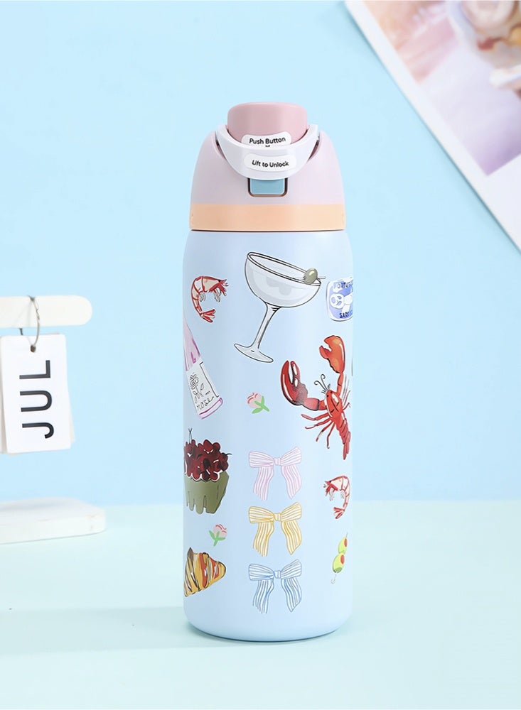 زجاجة مياه معزولة من الفولاذ المقاوم للصدأ مع شفاطة للرياضة والسفر والمدرسة، زجاجة مياه رياضية خالية من مادة BPA (32 أونصة) - Image 1