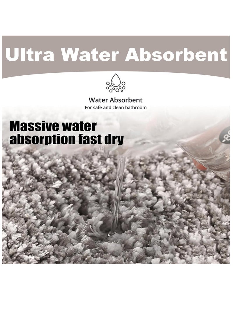 TYCOM Bathroom Rugs Bath Mat 50x80cm Non Slip Fluffy Soft Plush Microfiber Shower Carpet Rug Machine Washable Quick Dry Ultra Bath Mats for Tub Bathroom and Shower Grey.  - Image 3