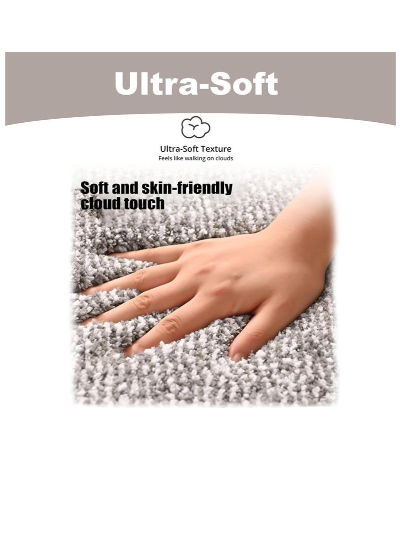 TYCOM Bathroom Rugs Bath Mat 50x80cm Non Slip Fluffy Soft Plush Microfiber Shower Carpet Rug Machine Washable Quick Dry Ultra Bath Mats for Tub Bathroom and Shower Grey.  - Image 4