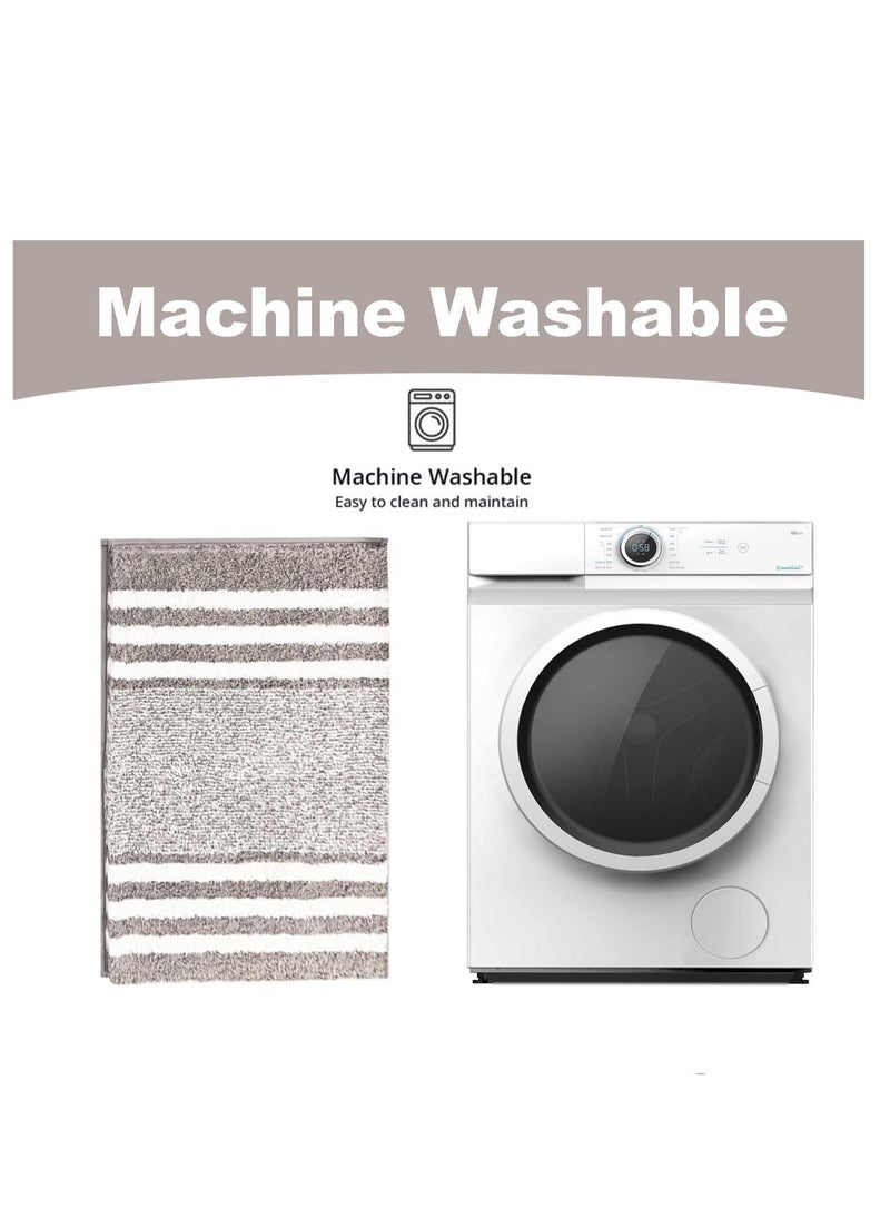 TYCOM Bathroom Rugs Bath Mat 50x80cm Non Slip Fluffy Soft Plush Microfiber Shower Carpet Rug Machine Washable Quick Dry Ultra Bath Mats for Tub Bathroom and Shower Grey.  - Image 5