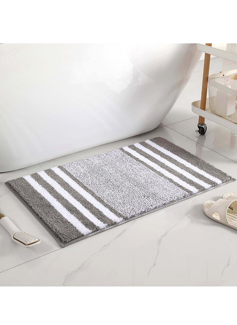 TYCOM Bathroom Rugs Bath Mat 50x80cm Non Slip Fluffy Soft Plush Microfiber Shower Carpet Rug Machine Washable Quick Dry Ultra Bath Mats for Tub Bathroom and Shower Grey.  - Image 1
