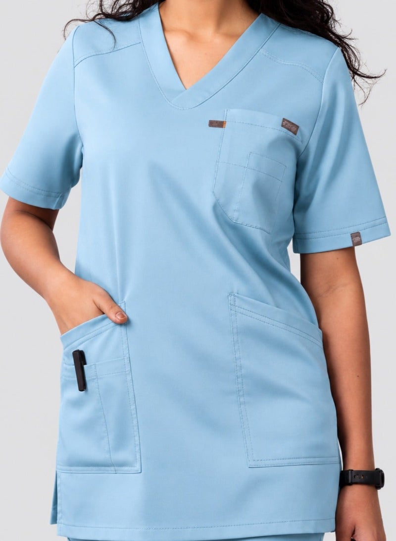 ZOZAZA Scrub Suit for Women, Medical Uniform for Nurses, Doctors & Dentists, Hospital, Clinic & OT Wear, 5 Pockets, V-Neck Top & Pant Set, Poly-Viscose Fabric Soft & Breathable - Image 2