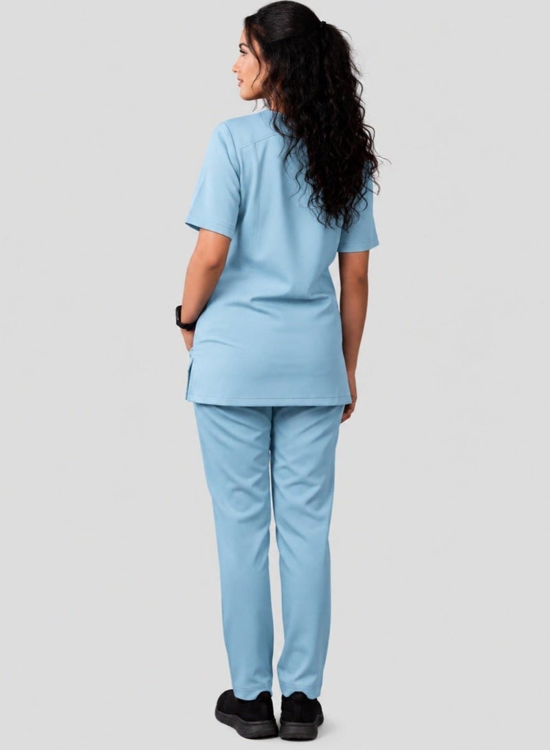 ZOZAZA Scrub Suit for Women, Medical Uniform for Nurses, Doctors & Dentists, Hospital, Clinic & OT Wear, 5 Pockets, V-Neck Top & Pant Set, Poly-Viscose Fabric Soft & Breathable - Image 5