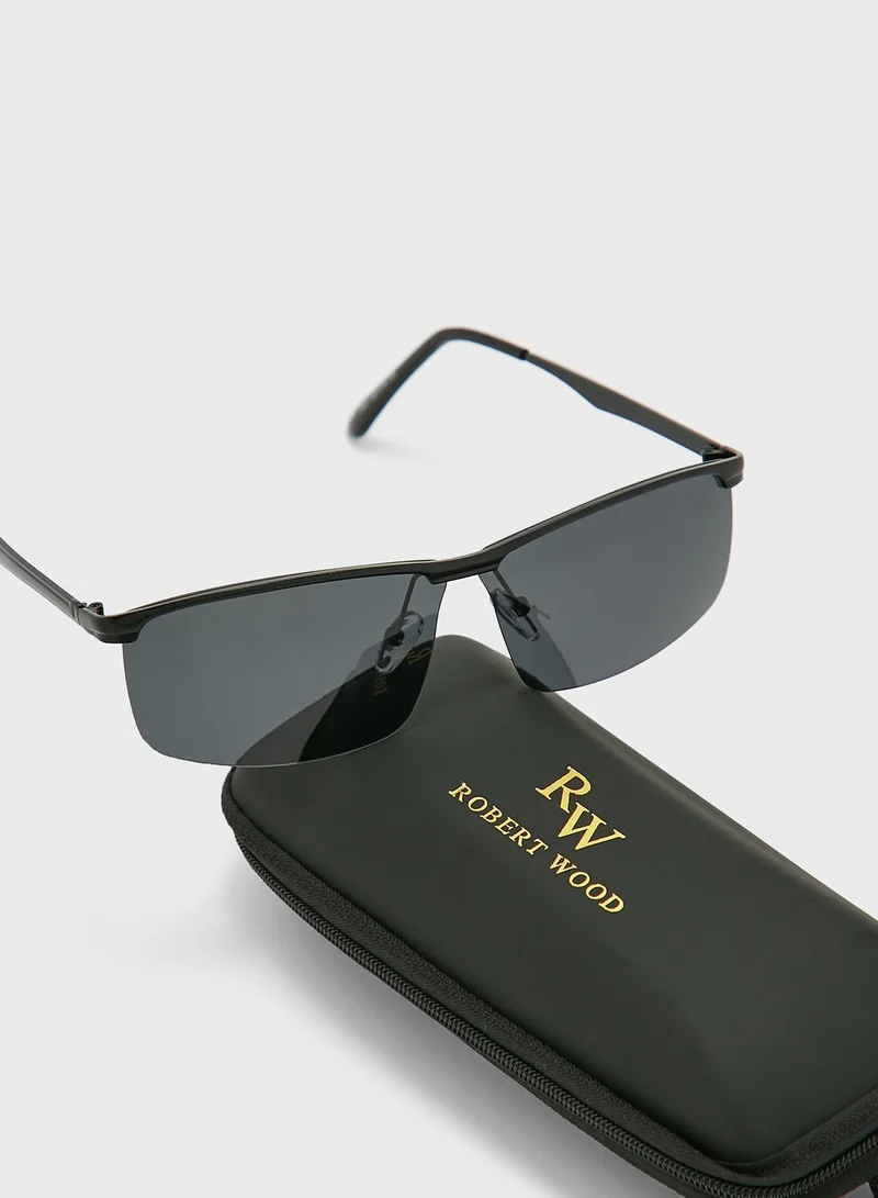 Robert Wood Polarized  Rectangular Lens Sunglasses