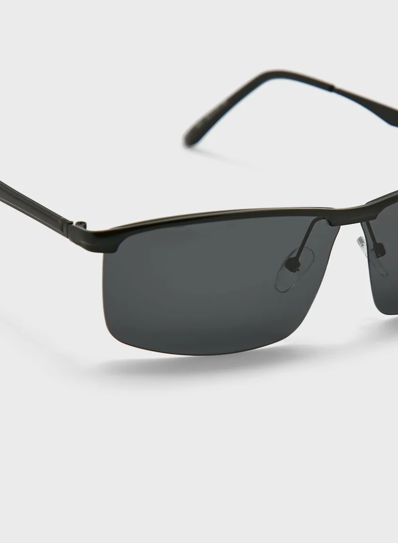 Robert Wood Polarized  Rectangular Lens Sunglasses