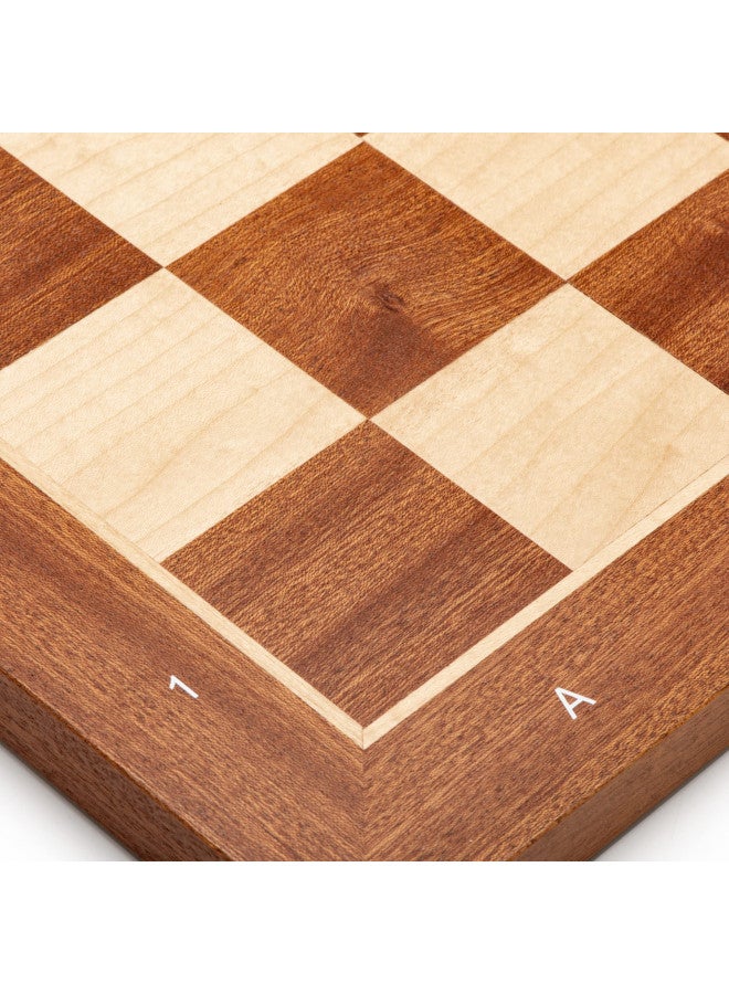 A&A 18.875" Professional Wooden Tournament Chess Board/Mahogany & Maple Inlaid /2.0" Squares w/Notation - Image 4