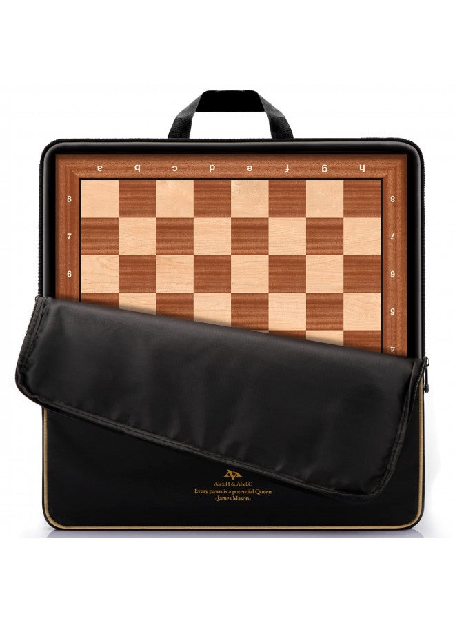 A&A 18.875" Professional Wooden Tournament Chess Board/Mahogany & Maple Inlaid /2.0" Squares w/Notation - Image 1