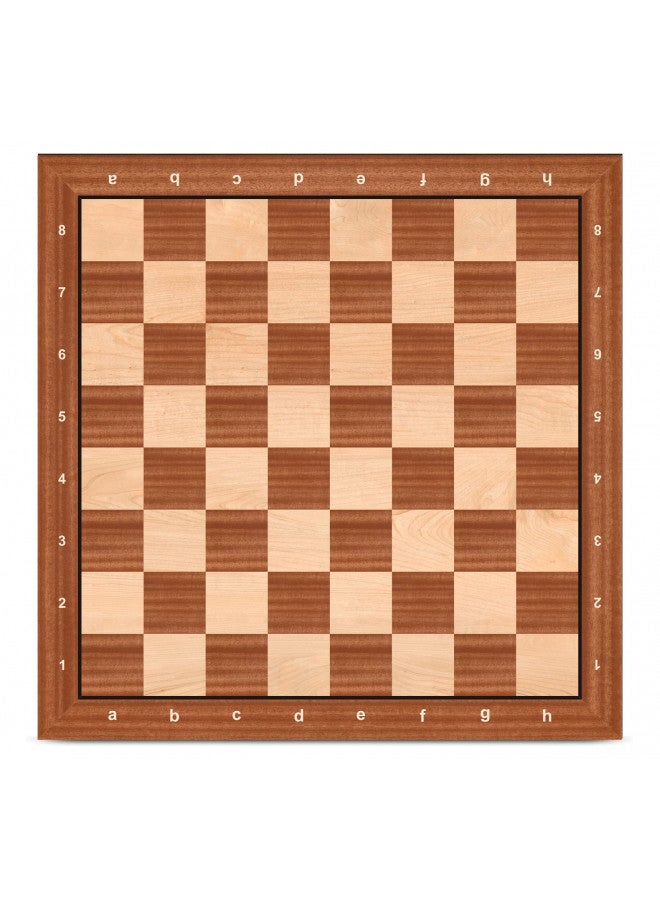A&A 18.875" Professional Wooden Tournament Chess Board/Mahogany & Maple Inlaid /2.0" Squares w/Notation - Image 2