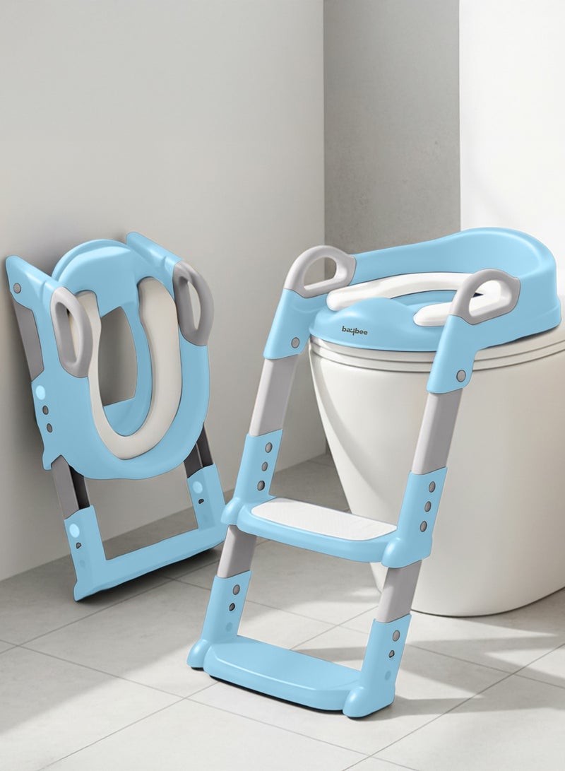 بيبي مقعد نونية للأطفال من Baybee Aura مع سلم للمراحيض الغربية مقعد تدريب للأطفال مع وسادة بمقبض كرسي نونية للأطفال للأطفال من سن 2 إلى 5 سنوات للأولاد والبنات أزرق - Image 1