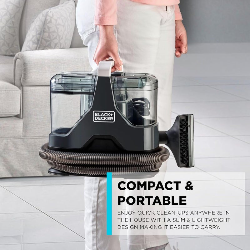 بلاك اند ديكر BLACK+DECKER 600W مكنسة لإزالة البقع متعددة الأسطح للسجاد، الأرائك، الأثاث، السلالم وداخل السيارات | مزيل بقع مع نظام خزان مزدوج، 5 أدوات إضافية، محلول تنظيف، لون أسود | BHSC600C-B5 - Image 5