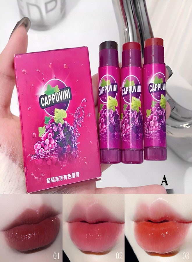 CAPPUVINI Grape Lip Gloss Set | Long Stay Lipstick Waterproof | Non-Sticky Gloss Finish for Girls & Teens | Moisturizing Lip Tint | Light Pink Red Brown Lip Balm Shades | Cute Adorable Packaging & Perfect Combo Pack set (SET-A(01,02&03), 5g) - Image 2