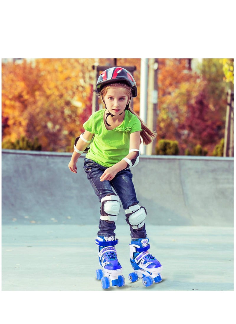 POWER - Adjustable Roller Skate Shoes 2-Rows 4-Wheels, Blue/White, Size Meduim 35-38 - Image 1