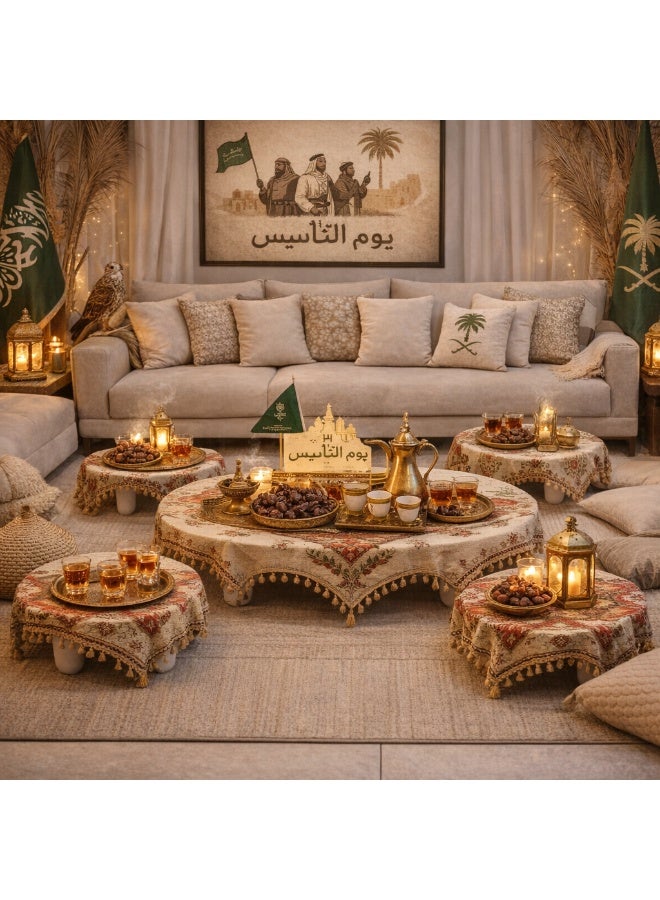 تودو طقم طاولة ارضي خشب ابيض بيضاوي مع 4 خدمة - Image 4